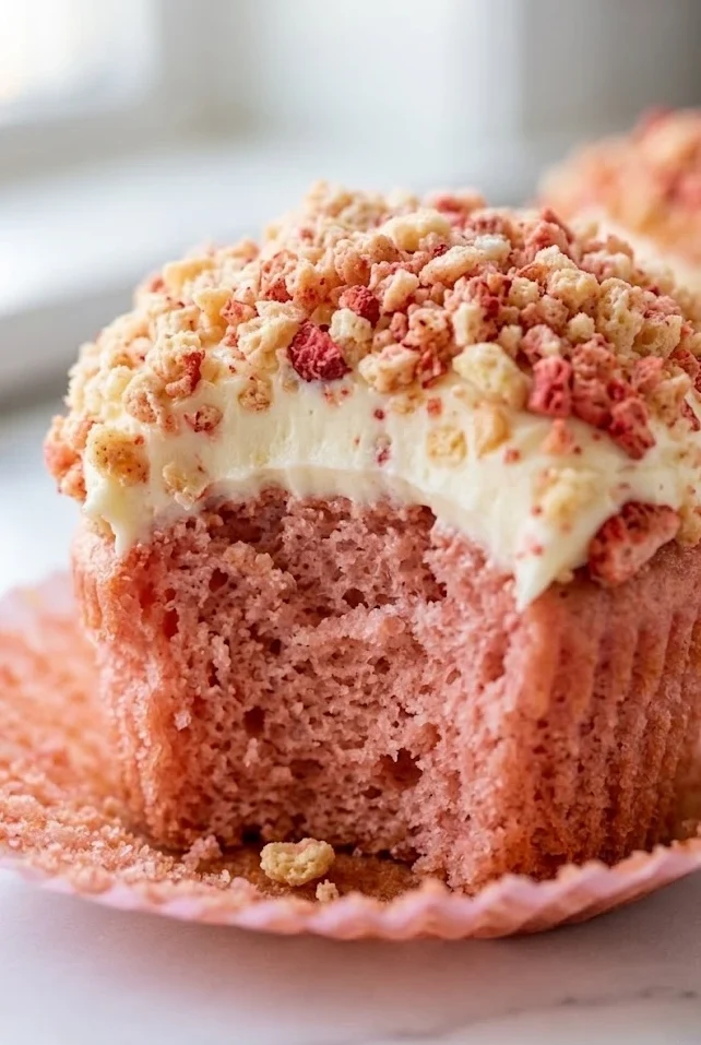 Strawberry Crunch Cupcakes