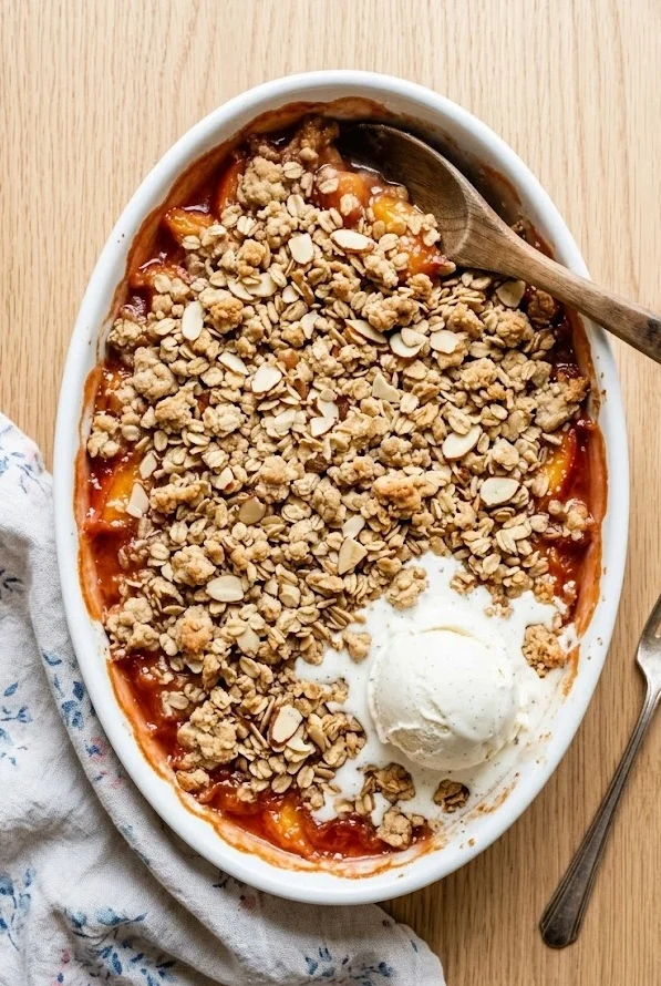 Gluten-Free Peach Crisp with Oats and Almonds