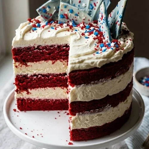 4th of July Red Velvet Cheesecake Cake
