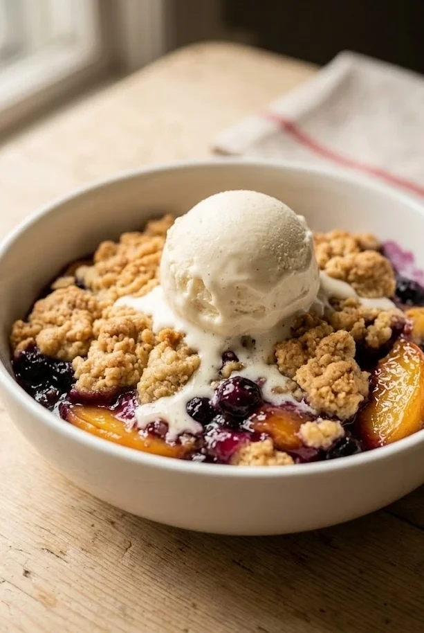 Cast Iron Blueberry Peach Cobbler