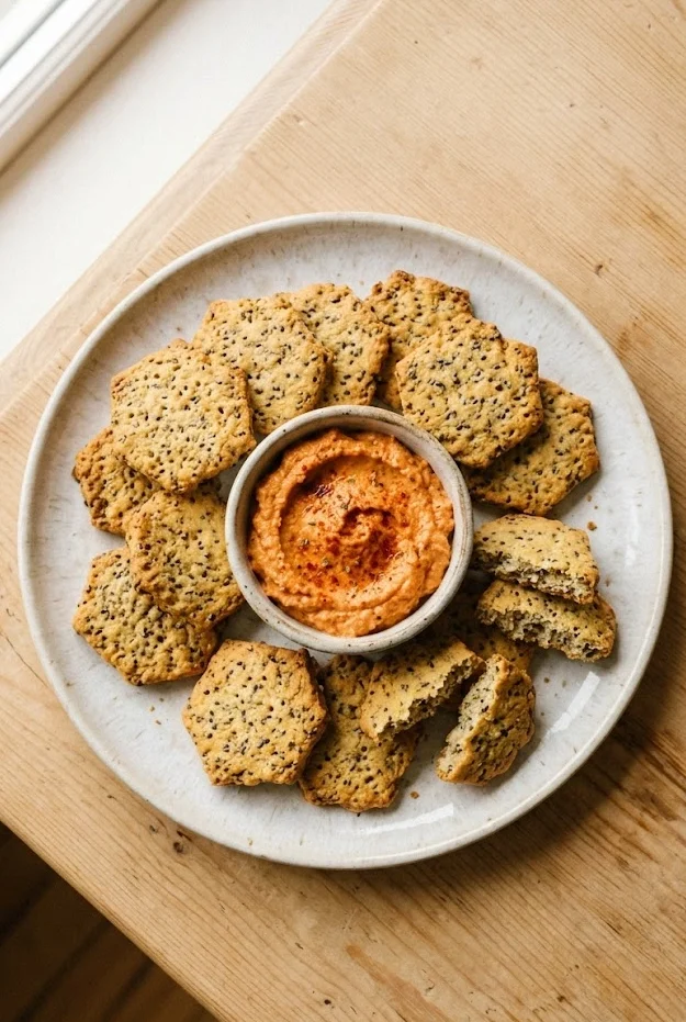 Homemade Almond Flour Chia Seed Crackers