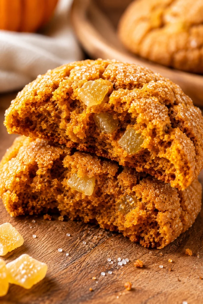 Chewy Pumpkin Cookies with Candied Ginger