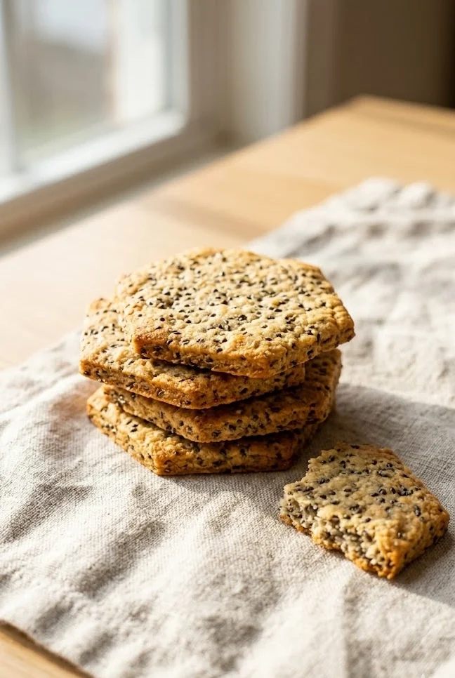 Homemade Almond Flour Chia Seed Crackers