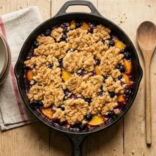 Cast Iron Blueberry Peach Cobbler