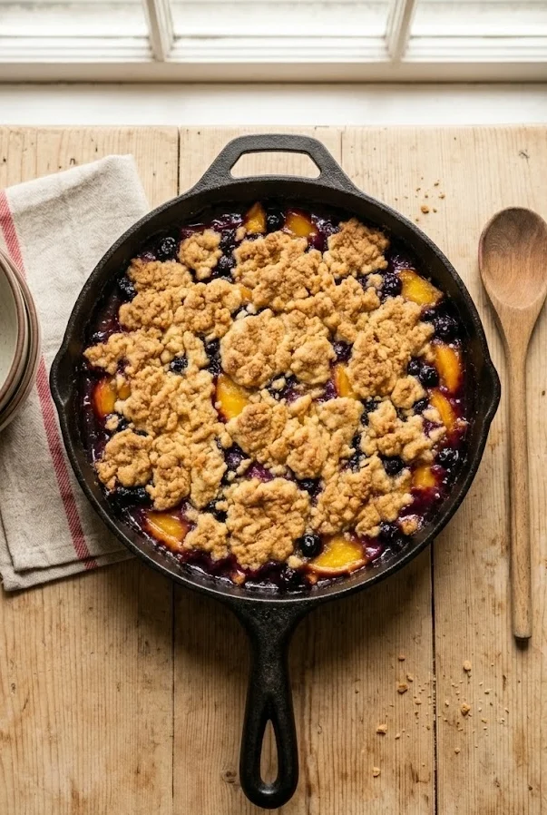 Cast Iron Blueberry Peach Cobbler