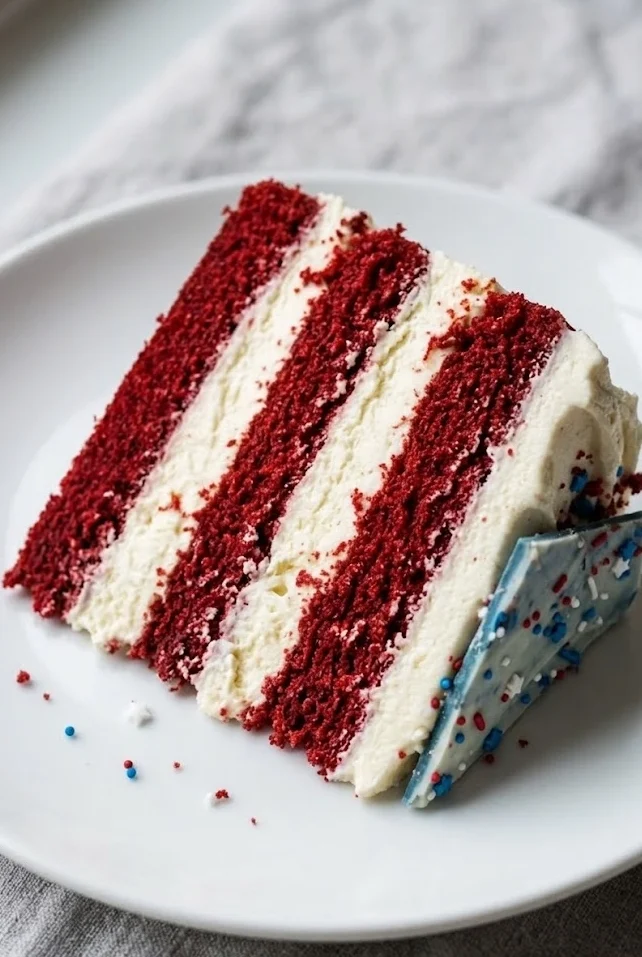 4th of July Red Velvet Cheesecake Cake