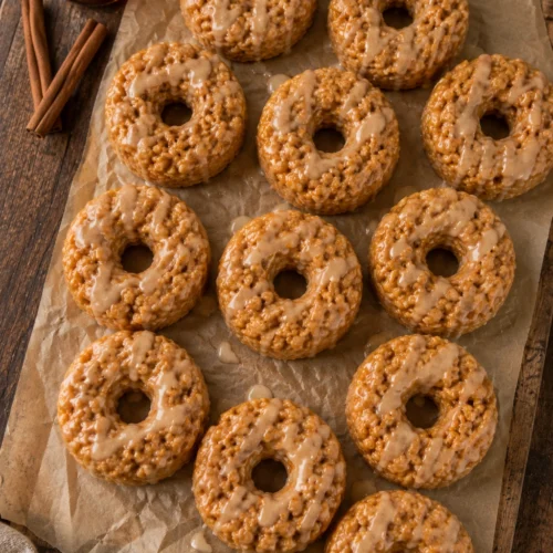 Pumpkin Rice Krispies Donuts