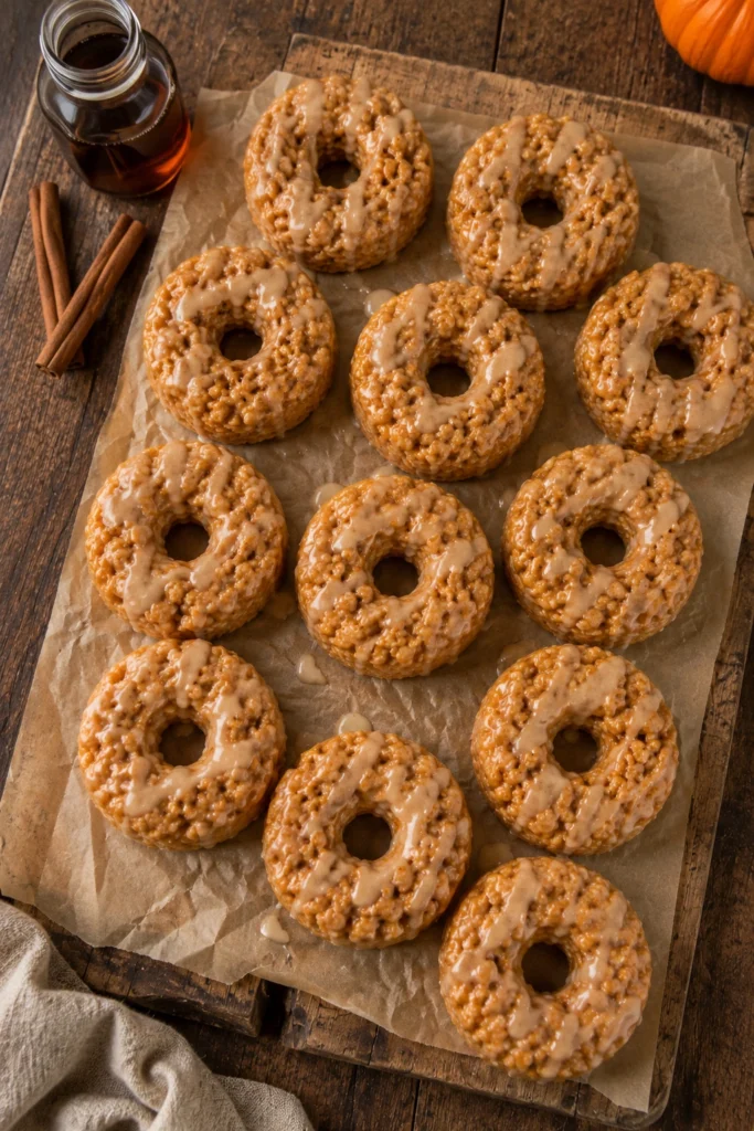 Pumpkin Rice Krispies Donuts