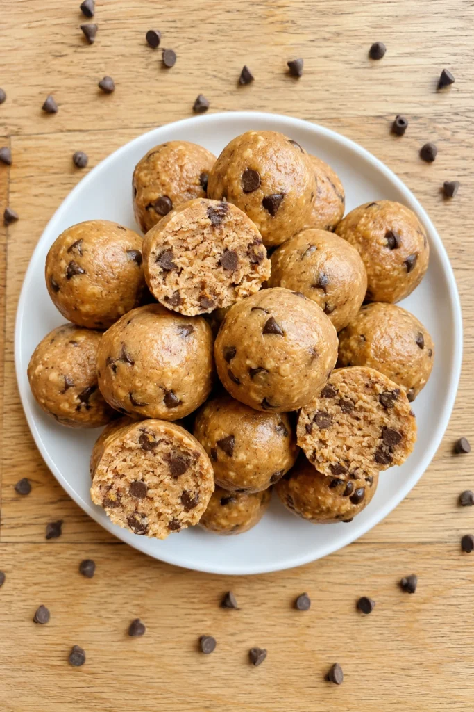 No Bake Peanut Butter Chocolate Chip Protein Balls
