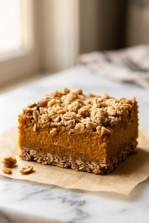 Oatmeal Crumble Pumpkin Pie Bars