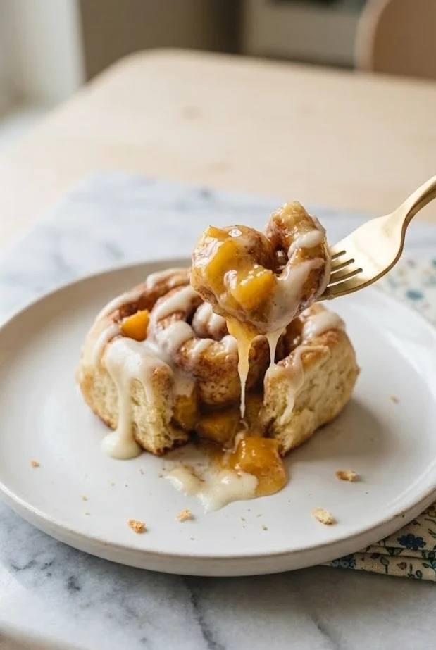 Cinnamon Sugar Peach Parker House Rolls