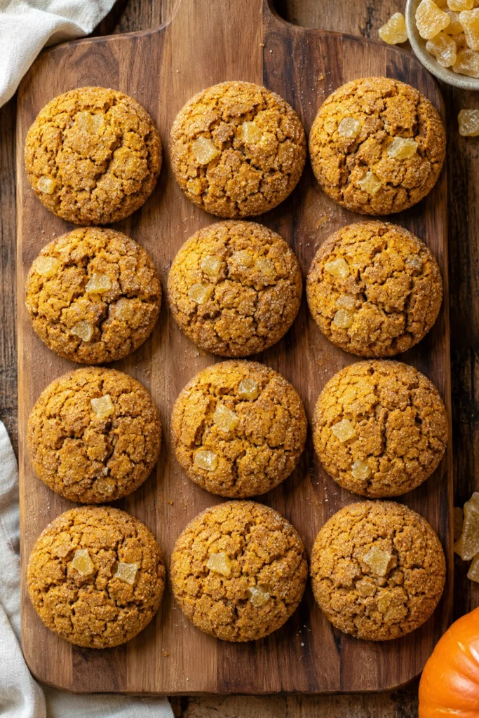 Chewy Pumpkin Cookies with Candied Ginger