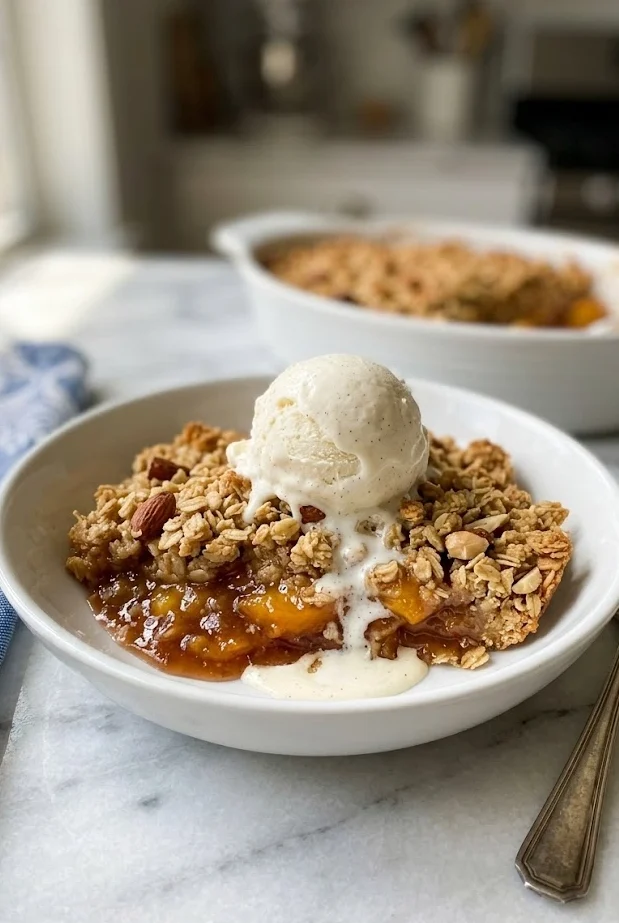 Gluten-Free Peach Crisp with Oats and Almonds