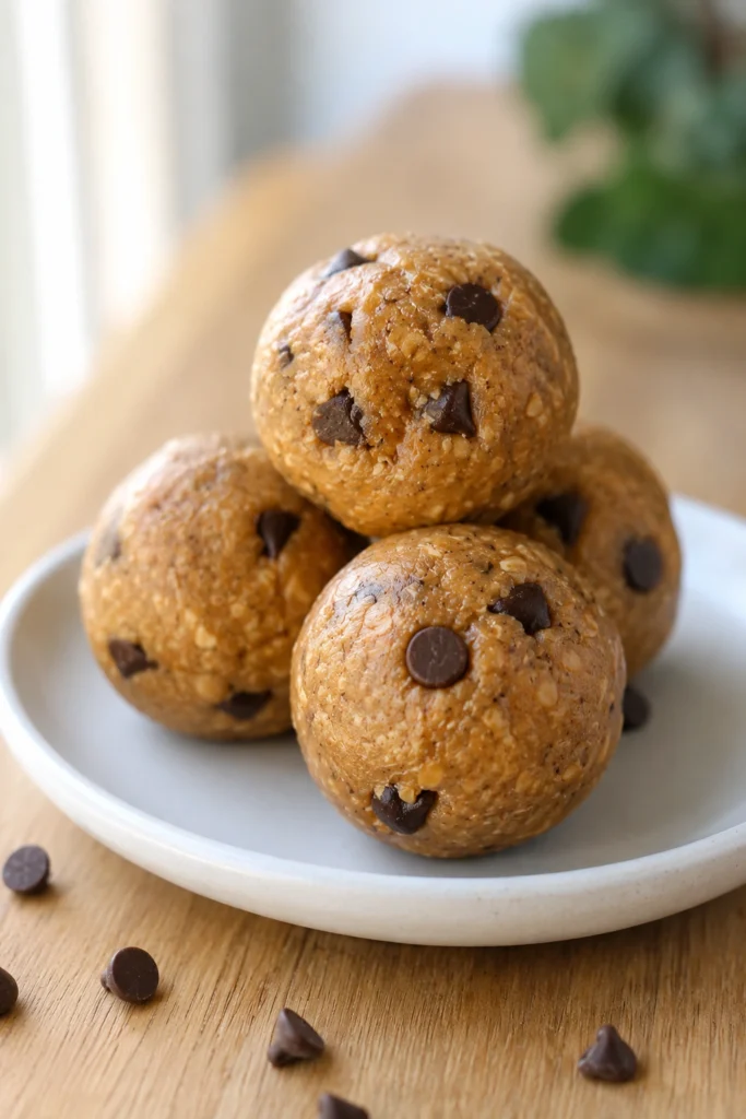 No Bake Peanut Butter Chocolate Chip Protein Balls