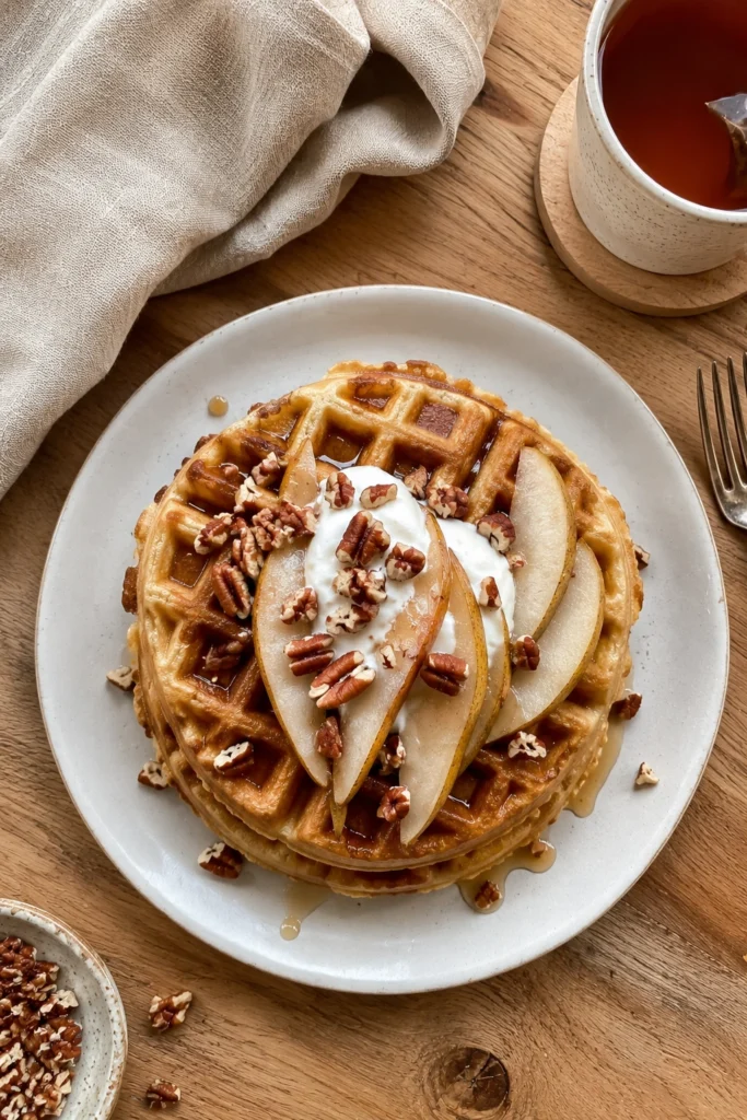 Vegan Pear Ginger Waffles