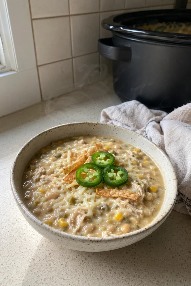 Creamy Crockpot White Chicken Chili hero shot