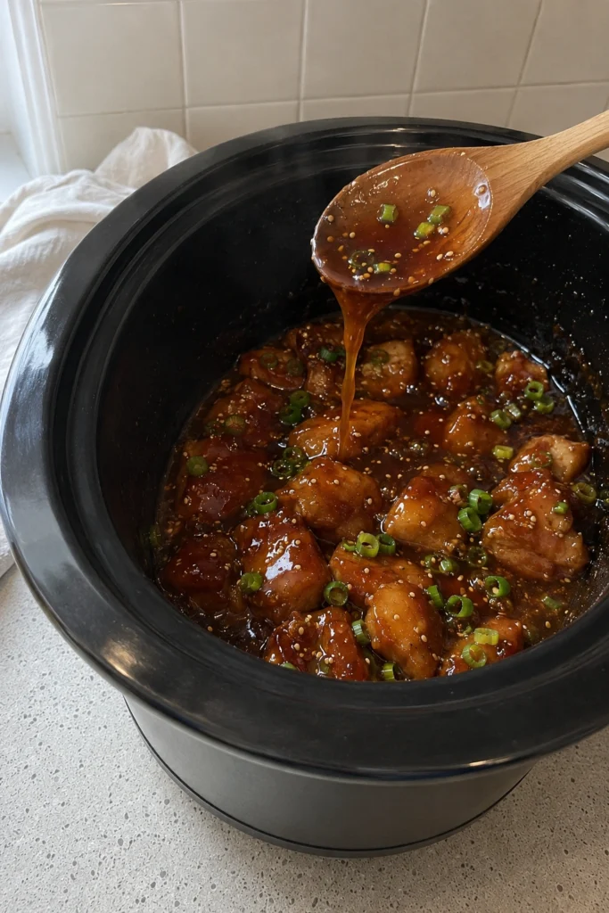 Crockpot Honey Garlic Chicken process