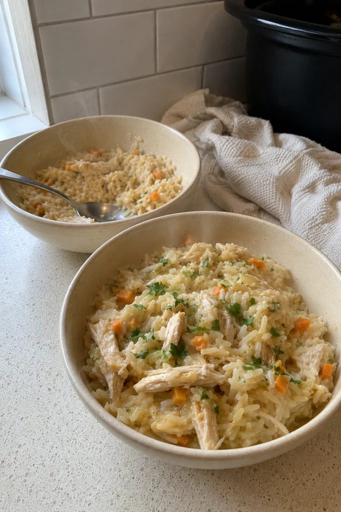Creamy Crockpot Chicken and Rice final shot