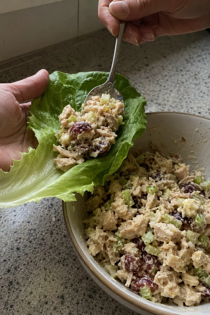 Healthy Chicken Salad Lettuce Wraps Process