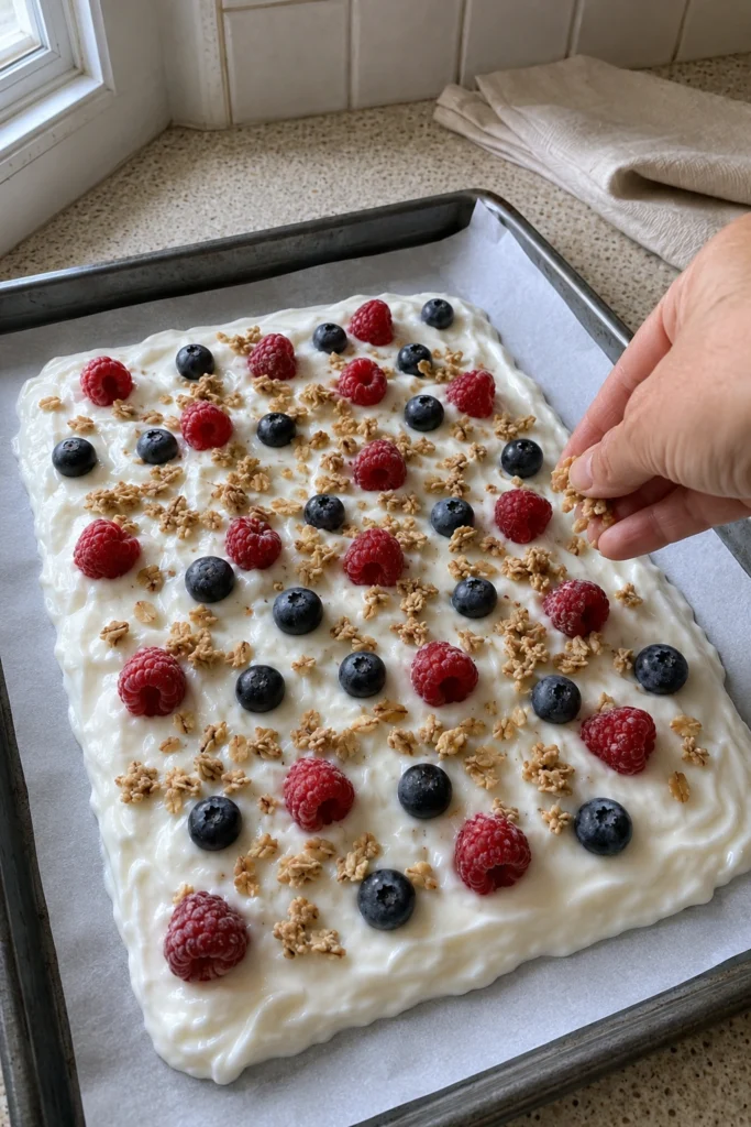 Greek Yogurt Berry Bark process