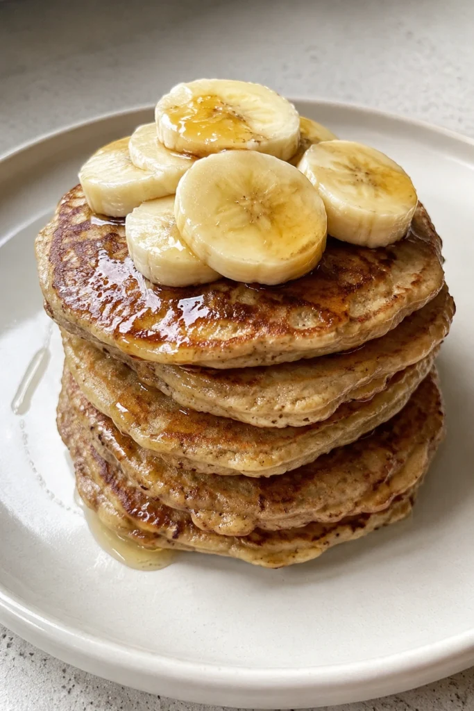 Hero shot of Healthy Banana Oat Pancakes