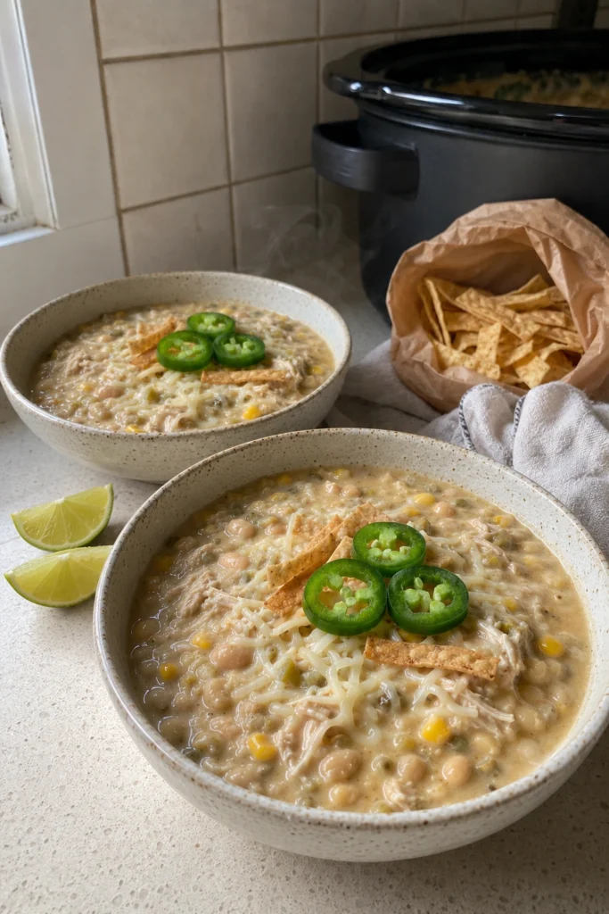 Creamy Crockpot White Chicken Chili final shot