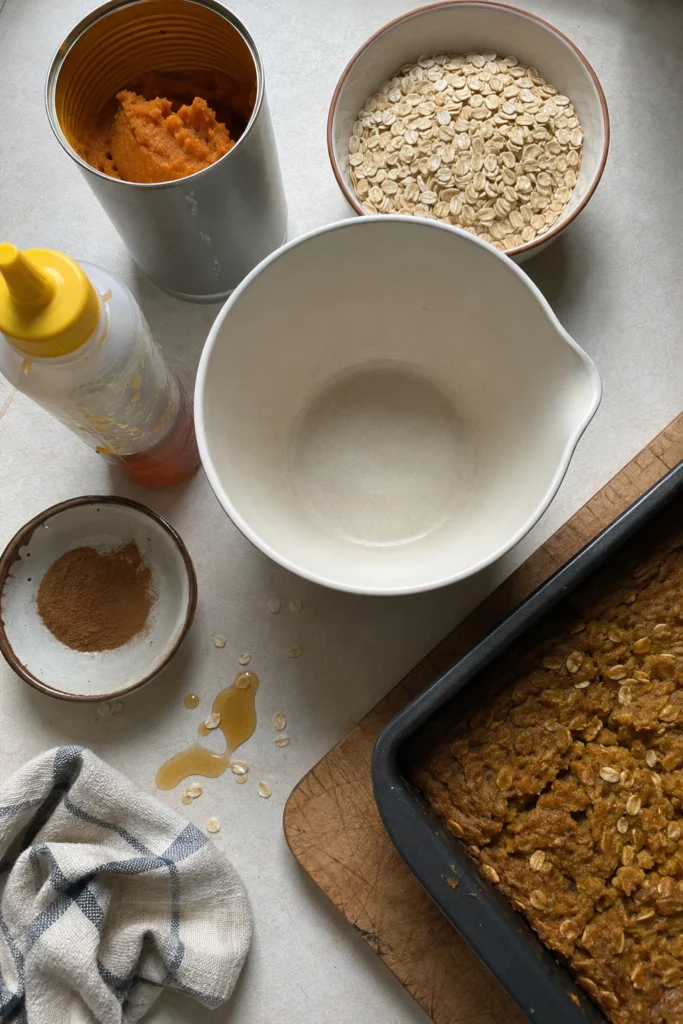 Ingredients of Easy Healthy Pumpkin Oatmeal Bars
