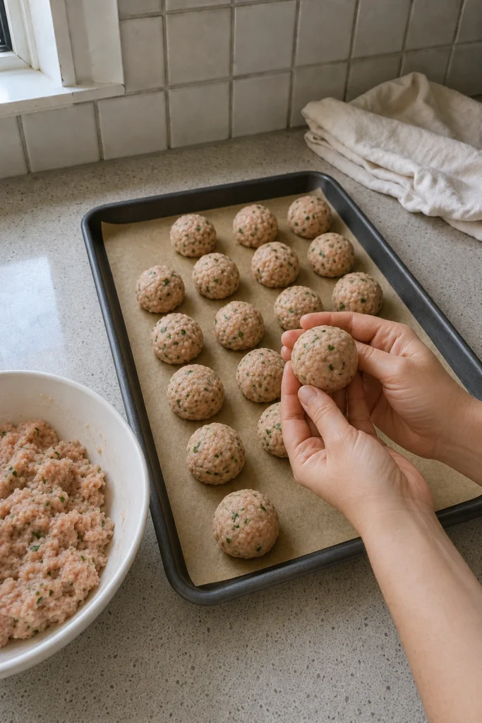 Baked Chicken Meatballs process