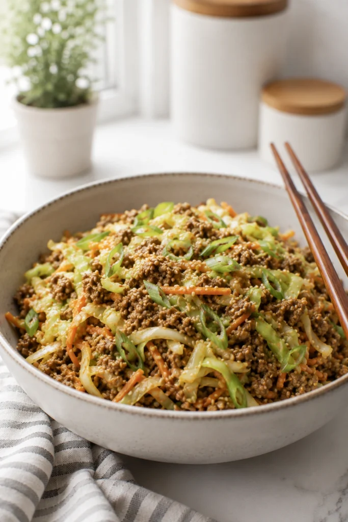 Final dish shot of Egg Roll in a Bowl