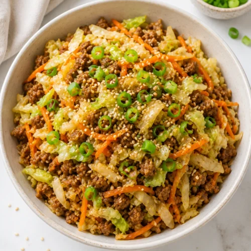 Top Shot of Egg Roll in a Bowl