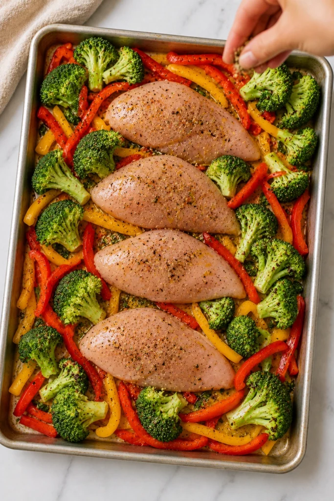 Praparing Sheet Pan Chicken and Veggies