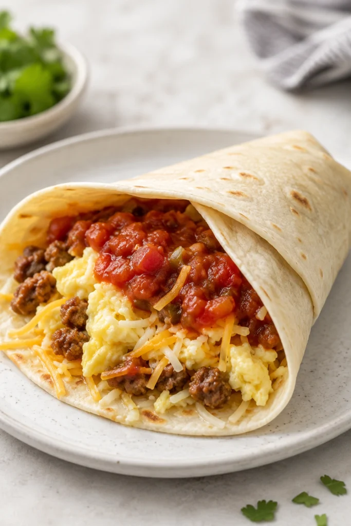 Freezer Breakfast Burritos close up