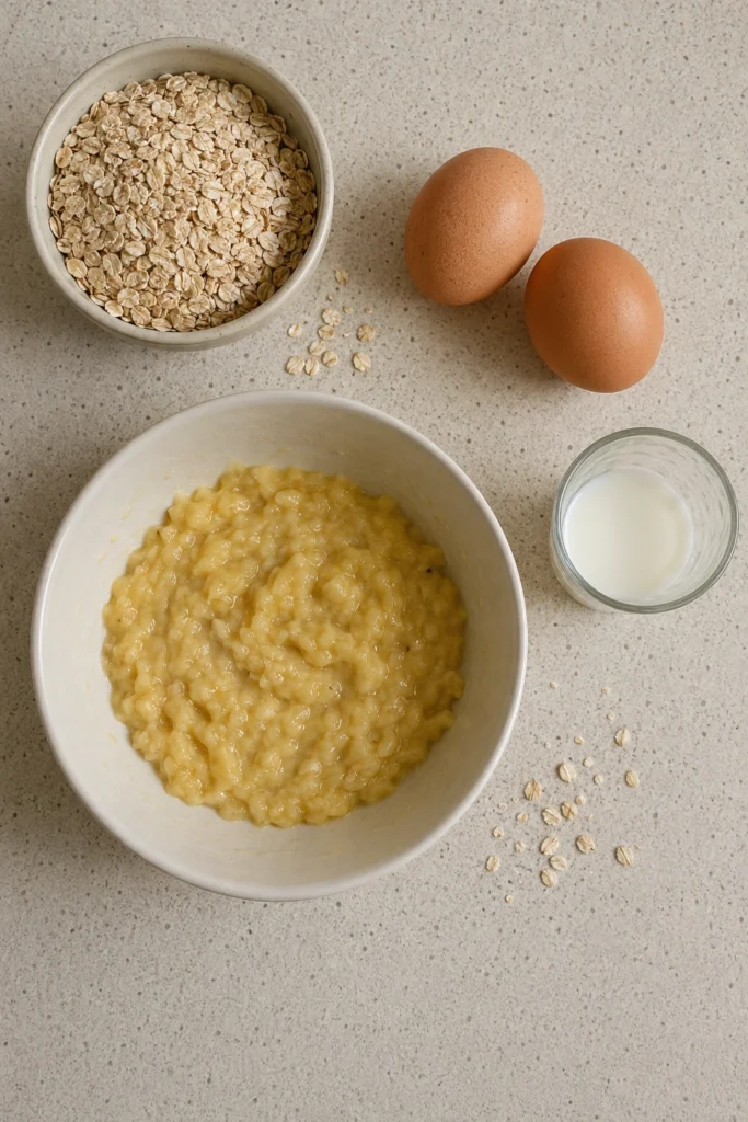 Ingredients of Healthy Banana Oat Pancakes