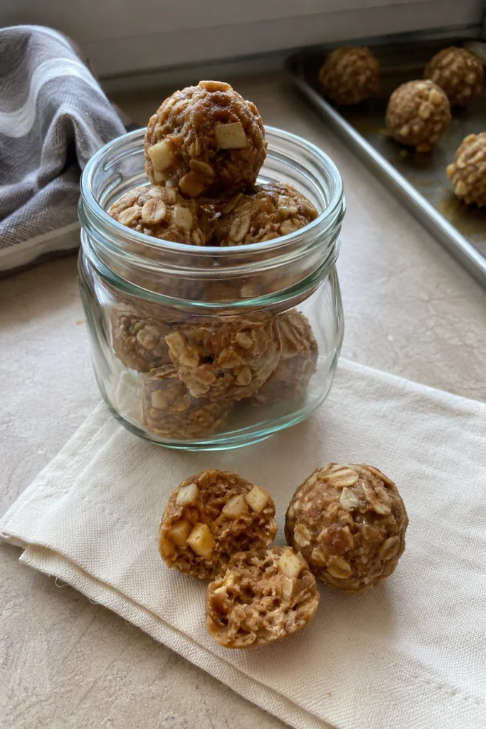 Final shot of Apple Peanut Butter Energy Bites