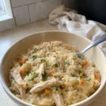Creamy Crockpot Chicken and Rice hero shot