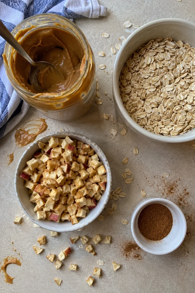 Ingredients of Apple Peanut Butter Energy Bites