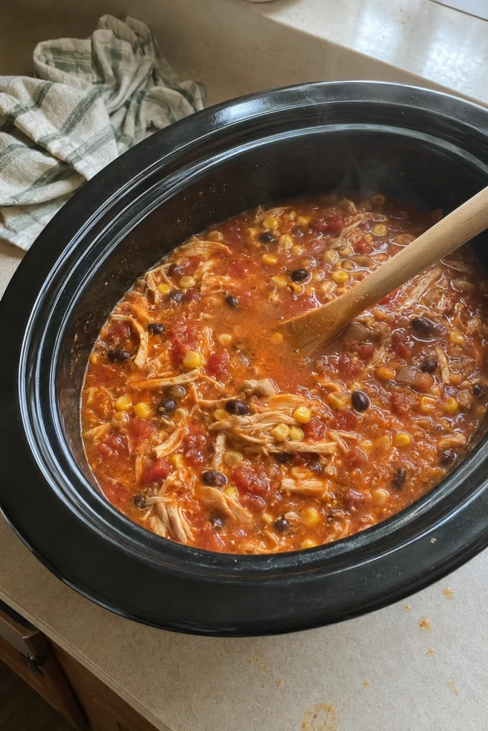 Process of Crockpot Chicken Tortilla Soup