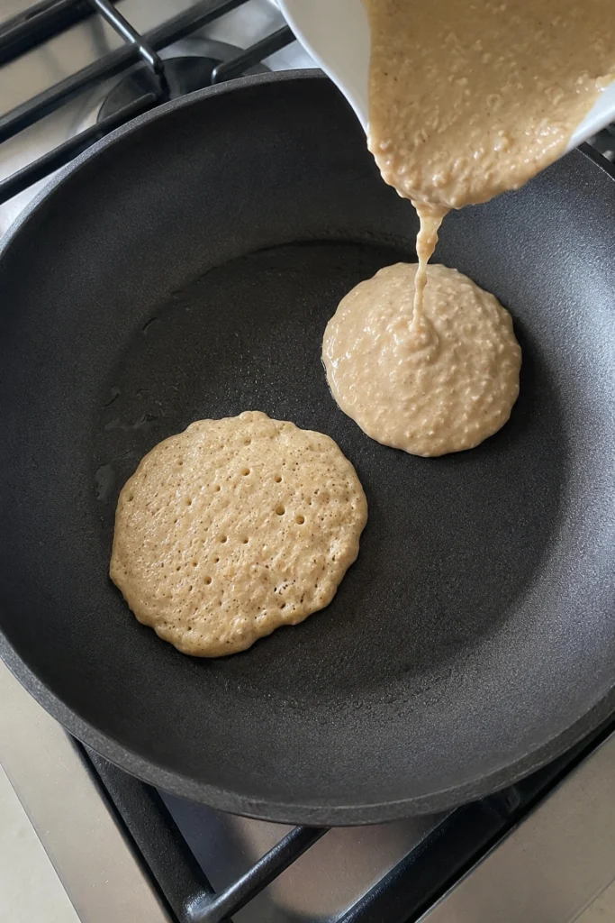 Process shot of Healthy Banana Oat Pancakes