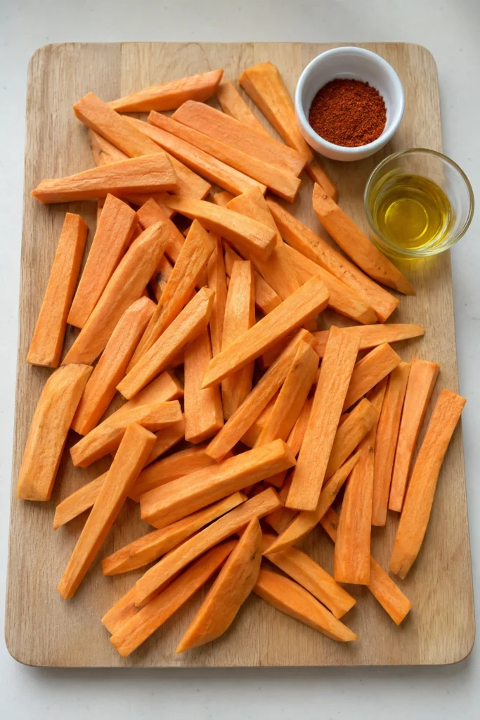 Ingredients shot of Air Fryer Sweet Potato Fries