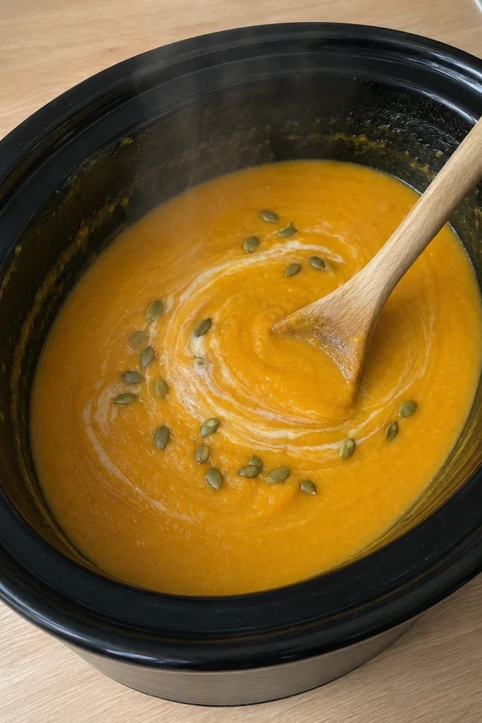 Process shot of Slow Cooker Butternut Squash Soup