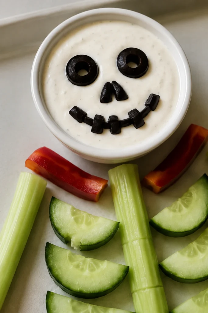 Skeleton Veggie Tray with Ranch Dip  hero shot