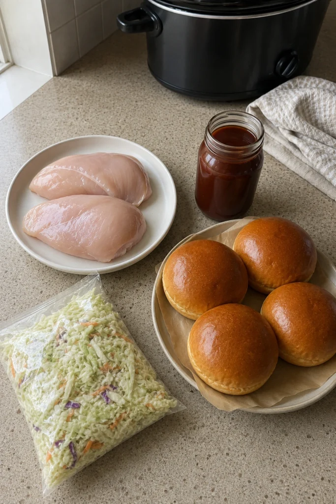 Crockpot Pulled Chicken Sandwiches ingredients