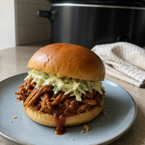 Crockpot Pulled Chicken Sandwiches hero shot