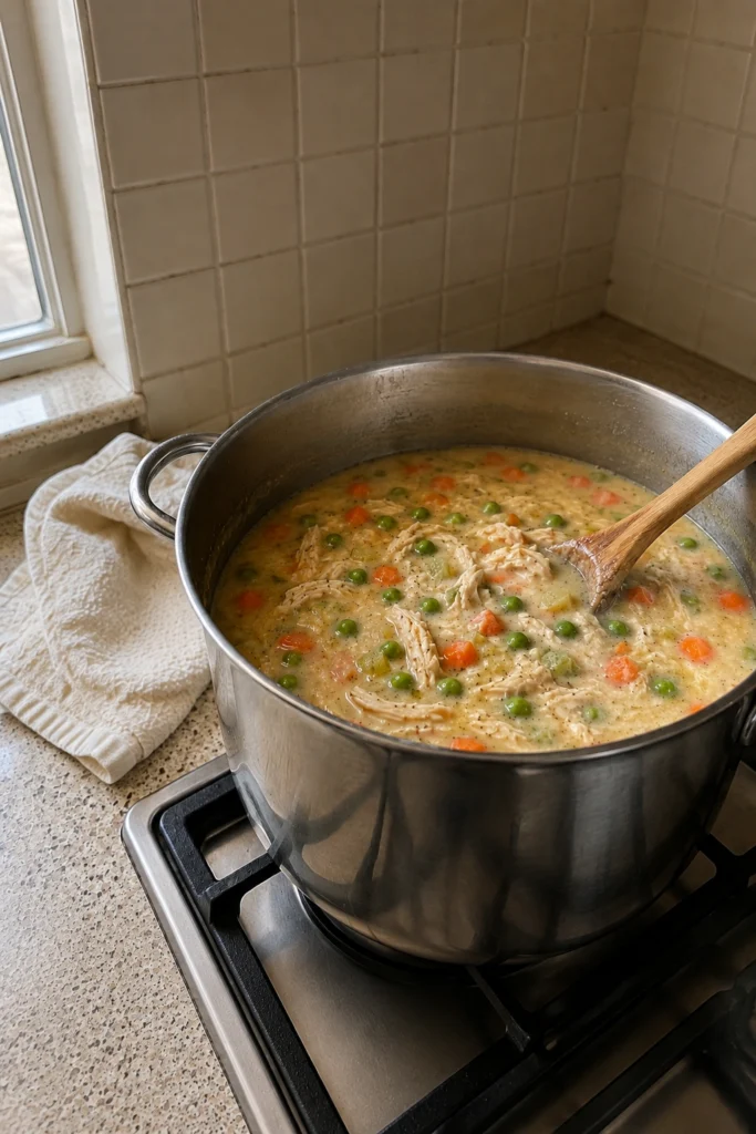 Creamy Chicken Pot Pie Soup process