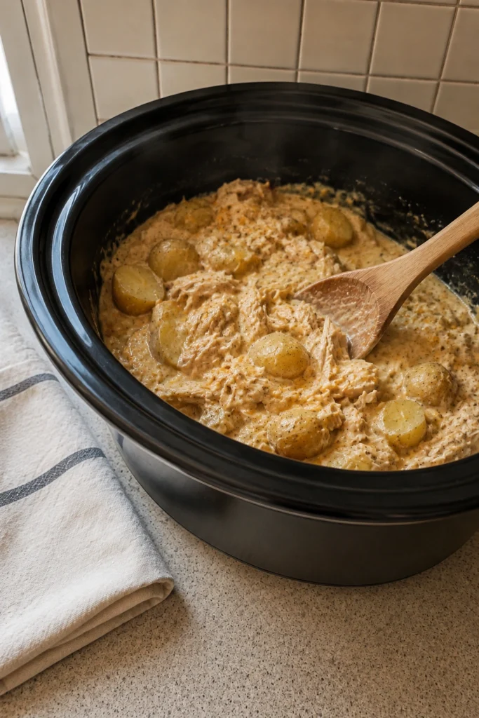 Crockpot Ranch Chicken and Potatoes process