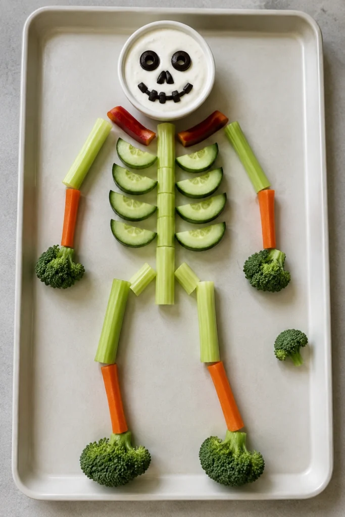 Skeleton Veggie Tray with Ranch Dip final shot