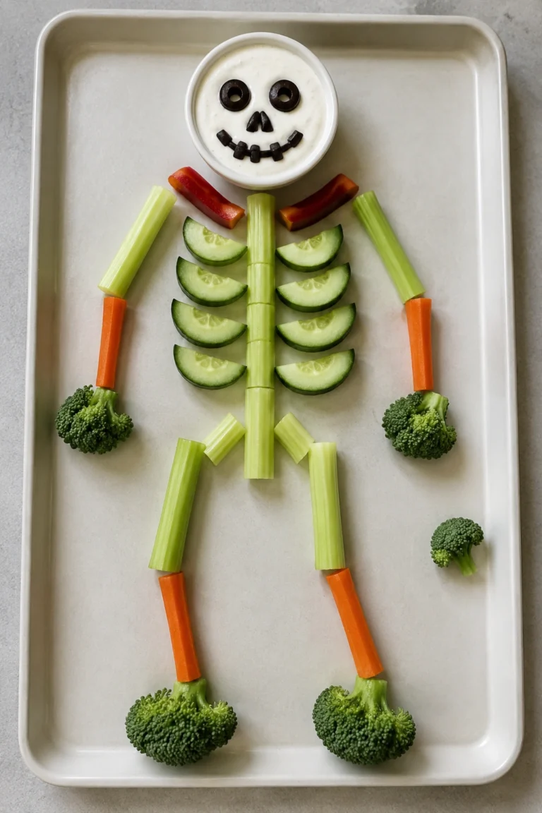 Skeleton Veggie Tray with Ranch Dip final shot