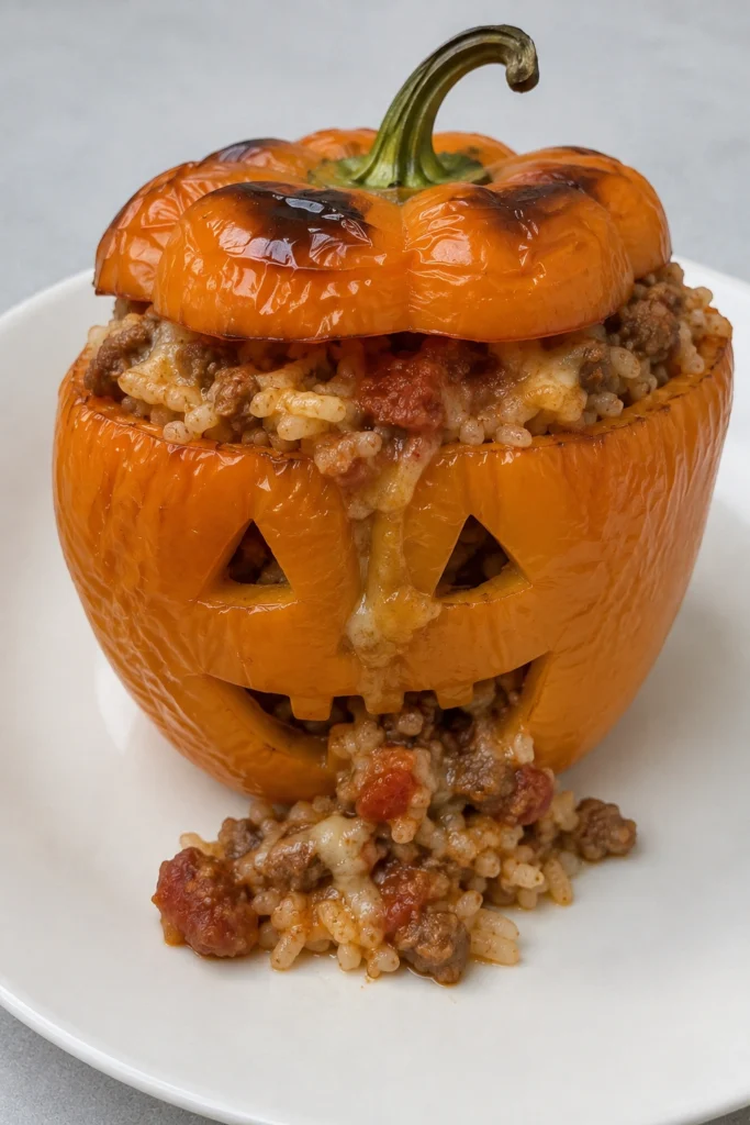 Jack-o'-Lantern Stuffed Peppers hero shot